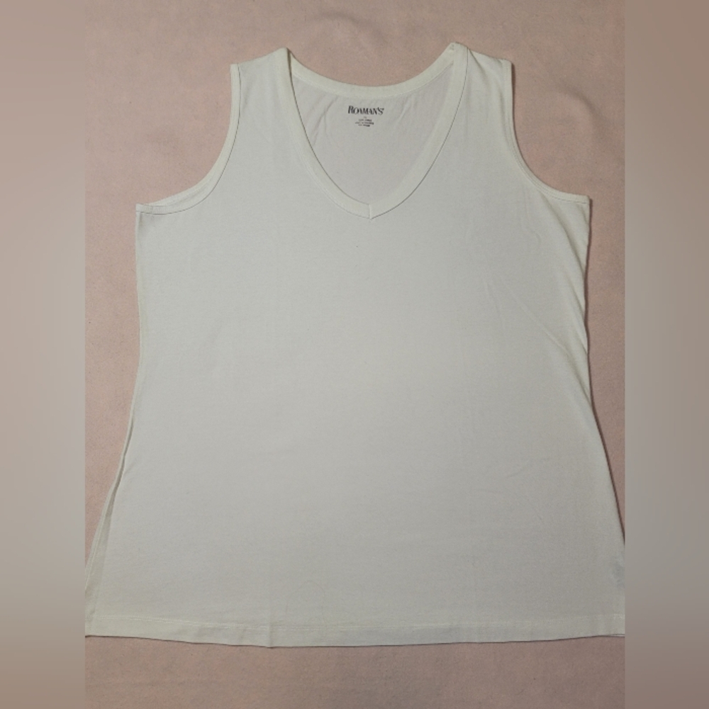 0898. Roman's ~ 100% Cotton ~ 1X ~ WHITE ~ Prewashed ~ Never Worn